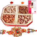 Delectable Gift Pack of Mixed Dry Fruits with Free Rakhi, Roli Tilak and Chawal for the Occasion of Raksha Bandhan