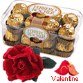 Imported Ferrero Rocher Chocolate Box and a Velvet Red Rose
