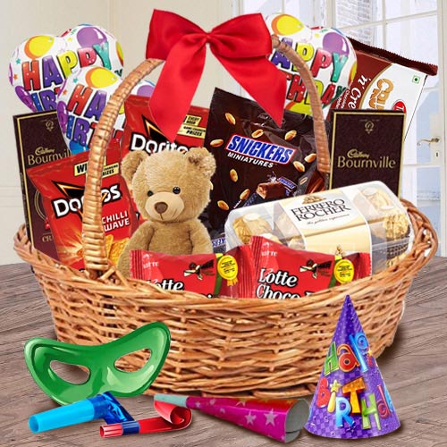 Tasty Gift Basket of Chocolates Teddy N Assortments