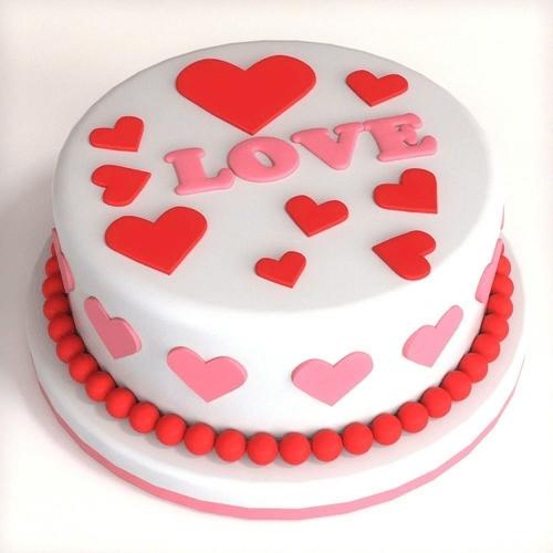 Heavenly Present of Vanilla Fondant Love Cake