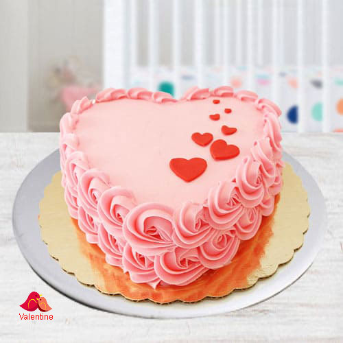 Luscious Heart Shape Strawberry Cake