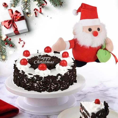 Mouth Watering Black Forest Cake with Cool Santa