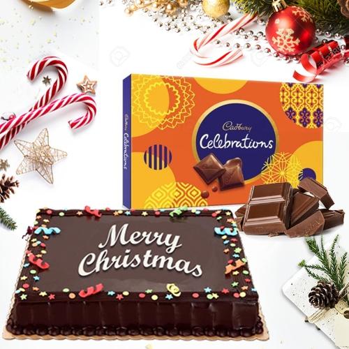 Yummy XMas Chocolate Cake with Assorted Cadbury Celebration