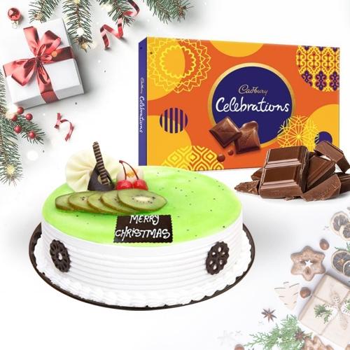 Tasty Kiwi Cake with Cadbury Celebrations Pack