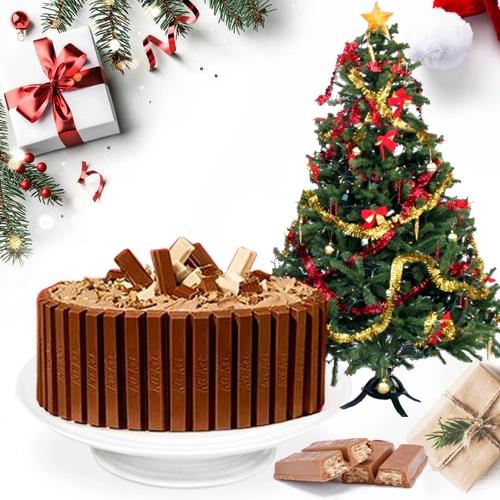 Chocolate Coated Kitkat Cake with X_Mas Tree