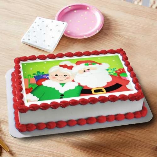 Decorative Santa Claus Photo Cake