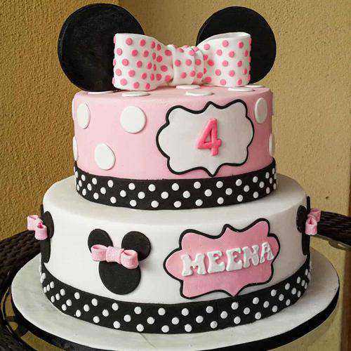 Garnished Two Tier Minnie Designed Cake for Kids