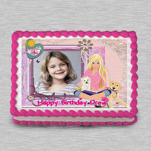 Marvelous Barbie Personalized Photo Cake for Kids