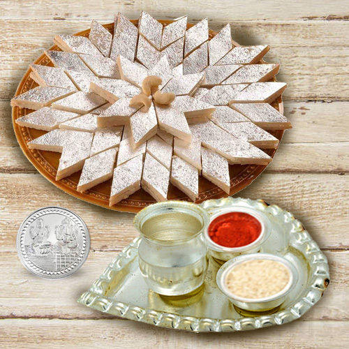 Free Coin with Aarti Thali N Haldirams Kaju Katli Combo