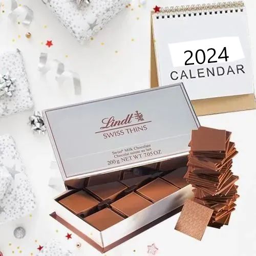 Lindt Chocolates with Cross Tea Light Holder N Desk Calender