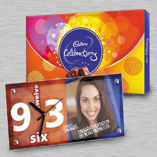 Fantastic Personalized Photo Table Clock n Cadbury Celebrations