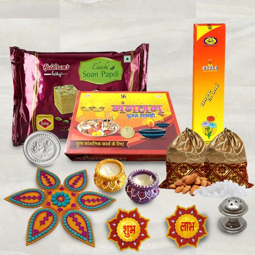 Stunning Deepawali Essential Gift with Puja Samagri