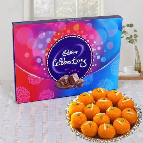 Combo of Cadbury Celebrations with Haldirams Laddoo