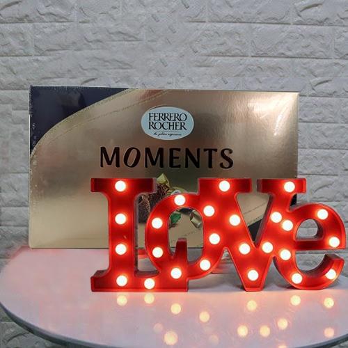 Delightful V-day Gift of LOVE Lamp with Ferrero Rocher for Husband