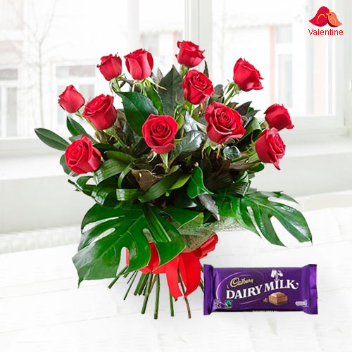 Exclusive Dutch Red Roses With Free Cadbury Chocolate