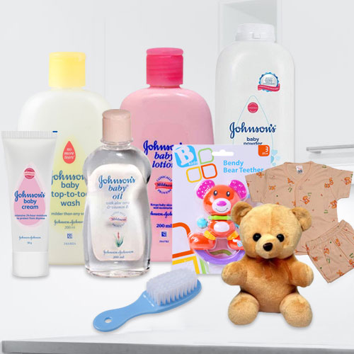 Marvelous Johnson Baby Care Gift Combo with Teddy