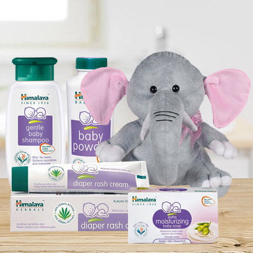 Exclusive Himalaya Baby Care Gift Hamper with Elephant Teddy