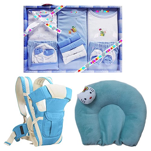 Exclusive Gift of Dress Set with Neck Supporting Pillow N Baby Carrier