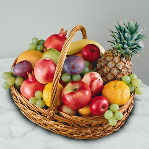 Finely Textured Seasonal Fruits Basket for Mothers Day