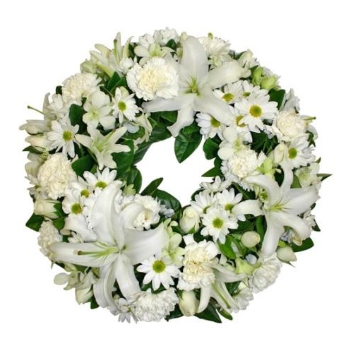 Peaceful White Funeral Wreath