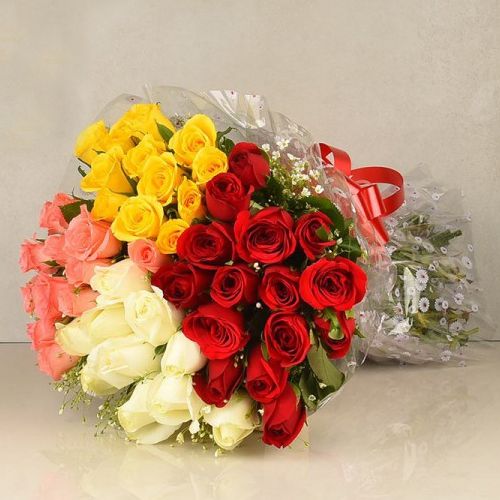 50 Mixed Colour Roses Bouquet