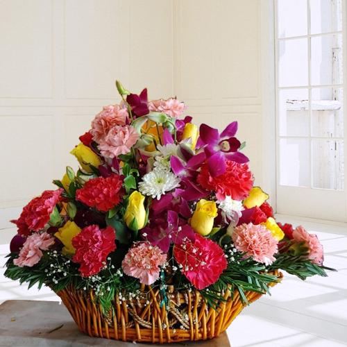 Gorgeous Assorted Floral Basket for 40th Birthday