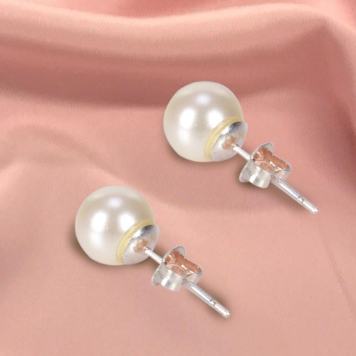 Amazon.com: Sterling Silver Stud Fashion Elegant White Pearl Earrings,  12.00mm Round Button Shape Charming Pearl Earrings for Women, Offering with  1 Pair of Adjustable Heart-Shaped Large Earring Backs (Champagne-Minimalist pearl  earrings): Clothing,