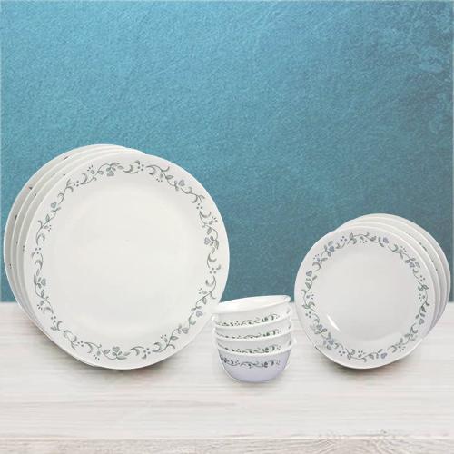 Eye-Catching Corelle White n Green Country Cottage Dinner Set