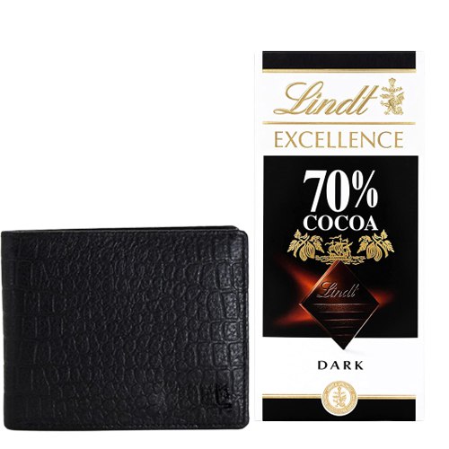 Amazing Rich Born Leather Wallet for Men with a Lindt Excellence Chocolate Bar