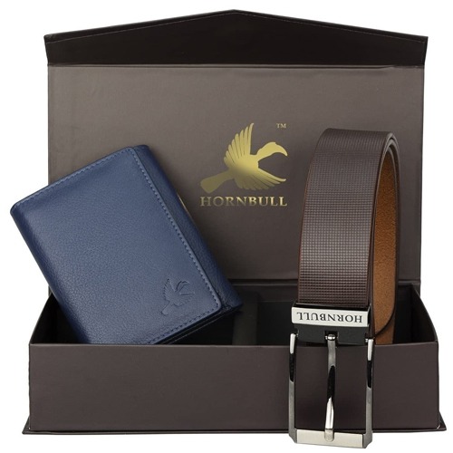 Classy Hornbull Mens Leather Wallet N Belt Set