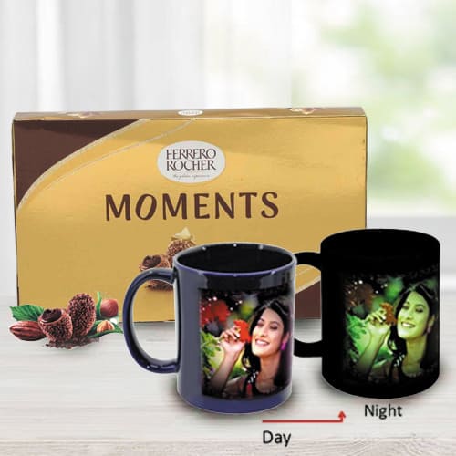 Mesmerizing Personalized Photo Radium Mug with Ferrero Rocher