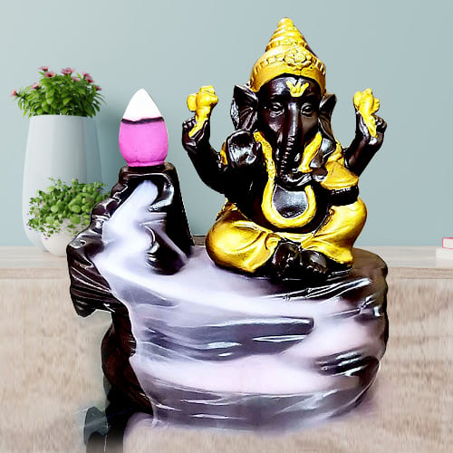 Exquisite Lord Ganesh Smoke Backflow Cone Incense Showpiece