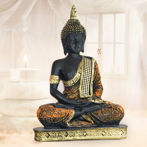 Impressive Sitting Buddha Polyresin Statue
