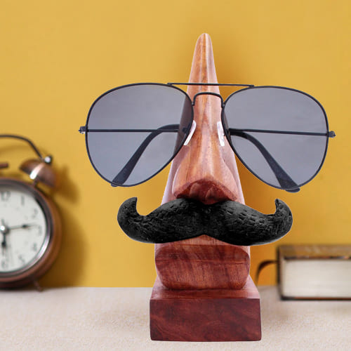 Attractive Handmade Nose Shape Spectacle Stand with Moustache