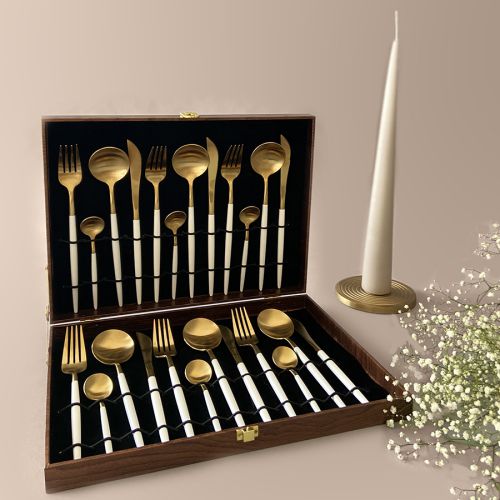 Luxury White Gold Dining Set