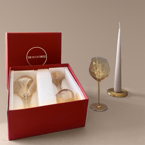 Elegant Amber Slanting Glass Set