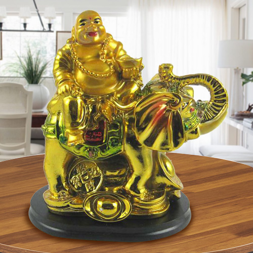 Amazing Laughing Buddha Sitting on Elephant