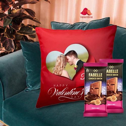 Beautiful Personalized Cushion with ITC Fabelle Chocolate Twin Bars