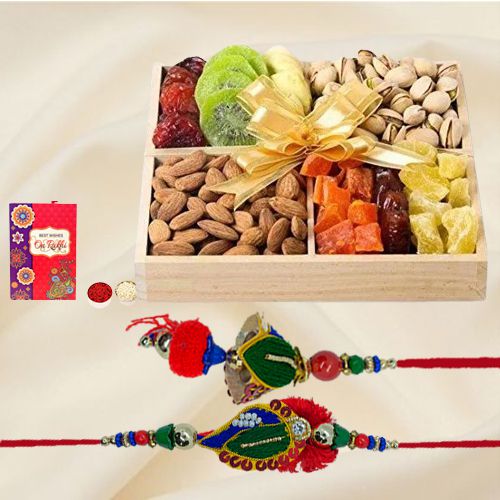 Cool Bhaiya Bhabhi Rakhi Set with Assorted Dry Fruits