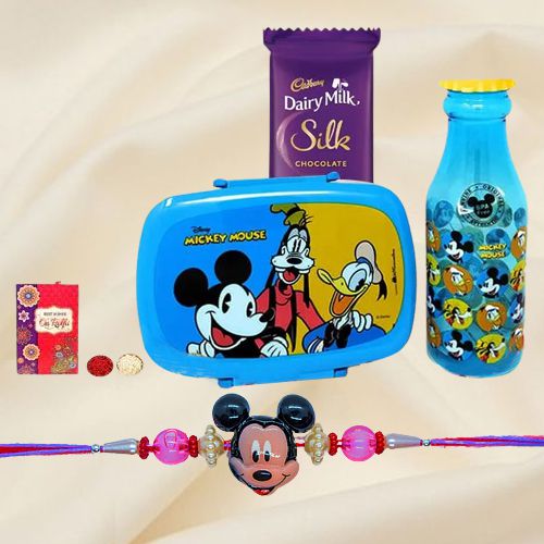 Smarty Mickey Rakhi Chocolate Mickey Mouse Lunch Box N Water Bottle