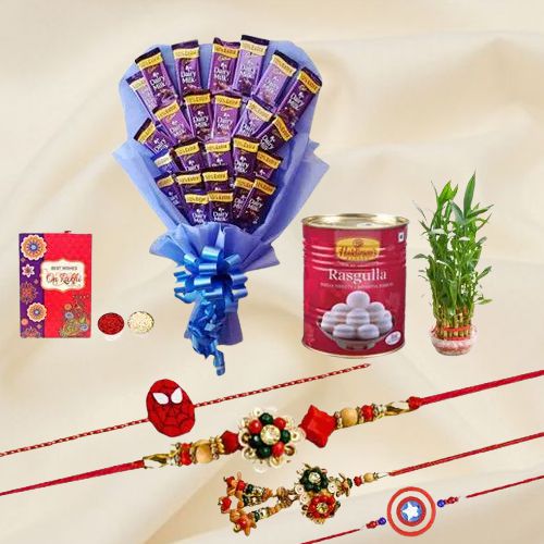 Beautiful Chocolate Bouquet with Family Rakhi