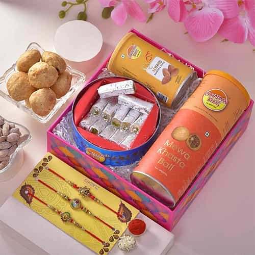 Royal Chappanbhog Triple Rakhi Hamper