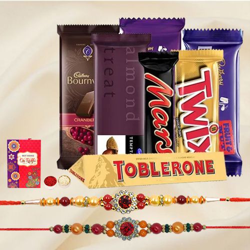 Delicious Chocolate Gift Hamper with Two Ad Rakhi