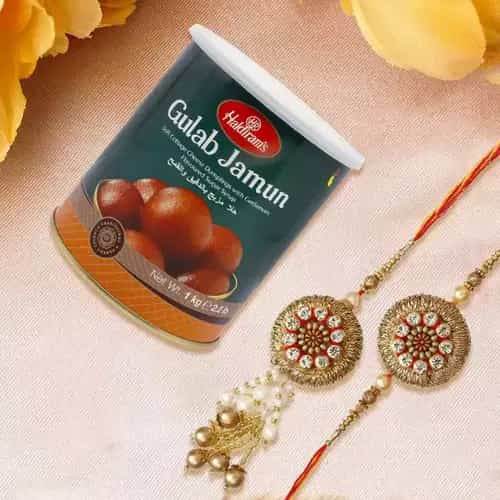 Premium Bhaiya Bhabhi Rakhi Set with Gulab Jamun