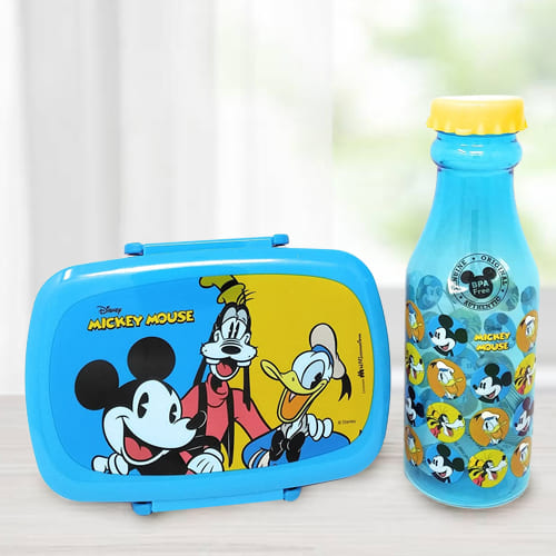 Delightful Mickey Mouse Lunch Box n Water Bottle Set