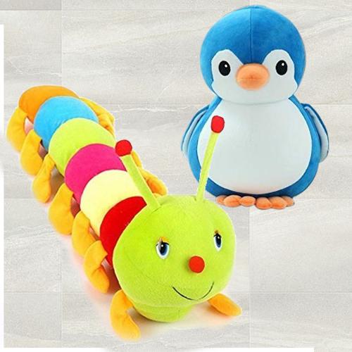 Amazing Duo of Penguin N Caterpillar Soft Toy