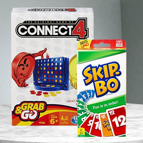 Exclusive Hasbro Connect 4 Grab and Go N Mattel Skip Bo Card Game
