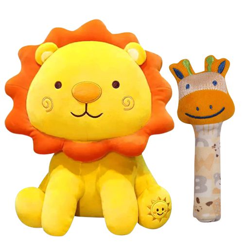 Unique Soft Toys Combo of Lion N Face Rattle Set