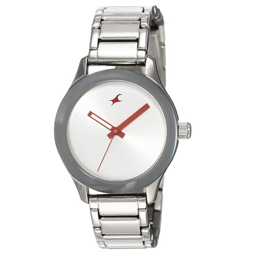 Fashionable Fastrack Monochrome Analog Silver Dial Womens Watch